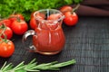 Jar of fresh homemade ketchup Royalty Free Stock Photo