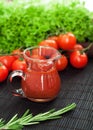 Jar of fresh homemade ketchup Royalty Free Stock Photo