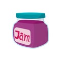 Jar of fruity jam icon, cartoon style Royalty Free Stock Photo