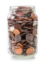 Jar full of coins Royalty Free Stock Photo