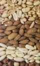 Jar full with oil seeds, almond, hazelnut and cashew nut