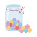 Jar glass with balls candies sweet confectionery isolated icon