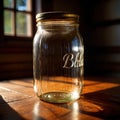Jar glass container with sealed cover for storage