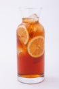 Jar glass of iced tea with lemons Royalty Free Stock Photo