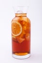 Jar glass of iced tea with lemons Royalty Free Stock Photo