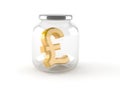 Jar with golden pound symbol Royalty Free Stock Photo