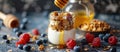 Jar of Granola With Berries and Honey Royalty Free Stock Photo