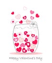 Jar of hearts. Happy Valentine's Day vector background