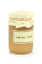 Jar of home made lemon curd on white Royalty Free Stock Photo