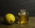 A Jar of homemade honey and Lemon cold remedy