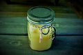 Jar with honey and cream