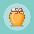 Jar of honey flat line icon. Vector illustration.