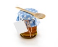 A jar with honey, mulberry and flower jam on a white background Royalty Free Stock Photo
