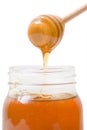 Jar Of Honey With Wood Drizzler Isolated