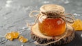 Jar of Honey on Wooden Surface