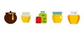 Jar icon set, flat style Royalty Free Stock Photo