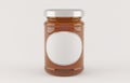 Jar of jam over white background Royalty Free Stock Photo