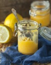 Jar of lemon curd Royalty Free Stock Photo