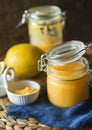 Jar of lemon curd Royalty Free Stock Photo