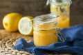 Jar of lemon curd Royalty Free Stock Photo