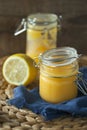 Jar of lemon curd Royalty Free Stock Photo