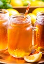 Jar of lemon ice tea Royalty Free Stock Photo