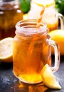 Jar of lemon ice tea Royalty Free Stock Photo