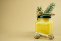 A jar with lid of homemade lemon curd Royalty Free Stock Photo