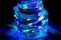 Jar light with immersed RGB Led strip. Mason RGB LED Jar lights used in decorations Royalty Free Stock Photo