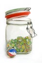 Jar of marbles Royalty Free Stock Photo