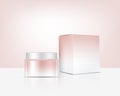 Jar Mock up Realistic Rose Gold Organic Cosmetic and Box for Skincare Product Background Illustration. Health Care and Medical