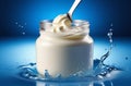 A jar of moisturizing cream in a splash of water Royalty Free Stock Photo