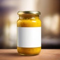 Jar of mustard condiment, blank empty generic product packagin mockup