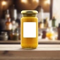 Jar of mustard condiment, blank empty generic product packagin mockup