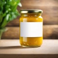 Jar of mustard condiment, blank empty generic product packagin mockup