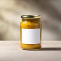 Jar of mustard condiment, blank empty generic product packagin mockup