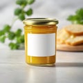 Jar of mustard condiment, blank empty generic product packagin mockup