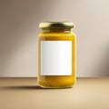 Jar of mustard condiment, blank empty generic product packagin mockup