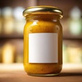 Jar of mustard condiment, blank empty generic product packagin mockup