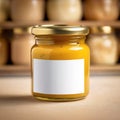 Jar of mustard condiment, blank empty generic product packagin mockup