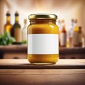 Jar of mustard condiment, blank empty generic product packagin mockup