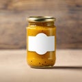 Jar of mustard condiment, blank empty generic product packagin mockup