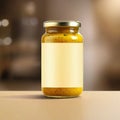 Jar of mustard condiment, blank empty generic product packagin mockup