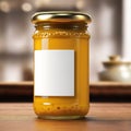 Jar of mustard condiment, blank empty generic product packagin mockup