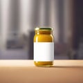 Jar of mustard condiment, blank empty generic product packagin mockup