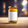 Jar of mustard condiment, blank empty generic product packagin mockup