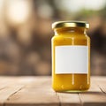 Jar of mustard condiment, blank empty generic product packagin mockup