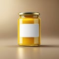 Jar of mustard condiment, blank empty generic product packagin mockup