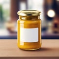 Jar of mustard condiment, blank empty generic product packagin mockup