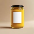 Jar of mustard condiment, blank empty generic product packagin mockup